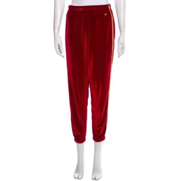 AVIATOR NATION 5 Stripe Velvet Tracksuit Zip Hoodie Jogger Set Sz S Top M Pants - Picture 9 of 11